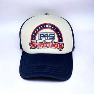 Snapback Hat Functional 45 Training F45 Mesh Trucker Cap Navy Blue White Red